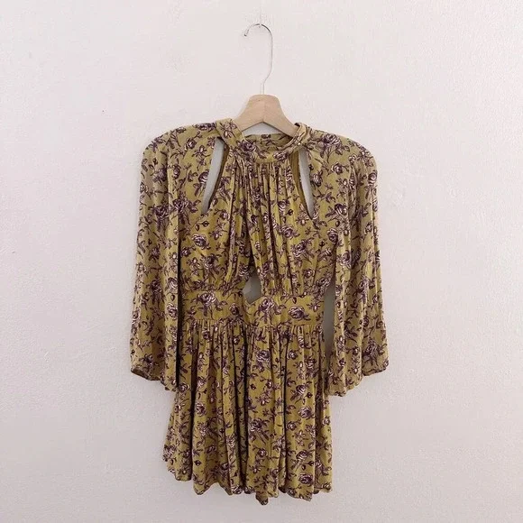 RAGA Floral Sofia Cutout Short Dress Romper Mini Criss Cross - Picture 2 of 8